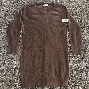 Old Navy Brown V-Neck Knit Tunic Sweater